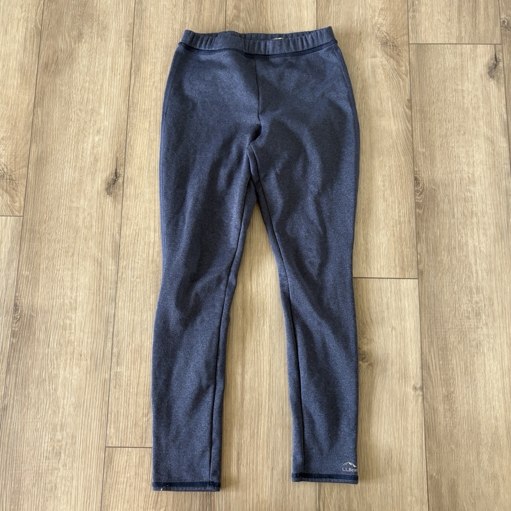 L.L. Bean Leggings Girls 12 Blue Fleece Lined Stretch Pull On Warm Hike Winter